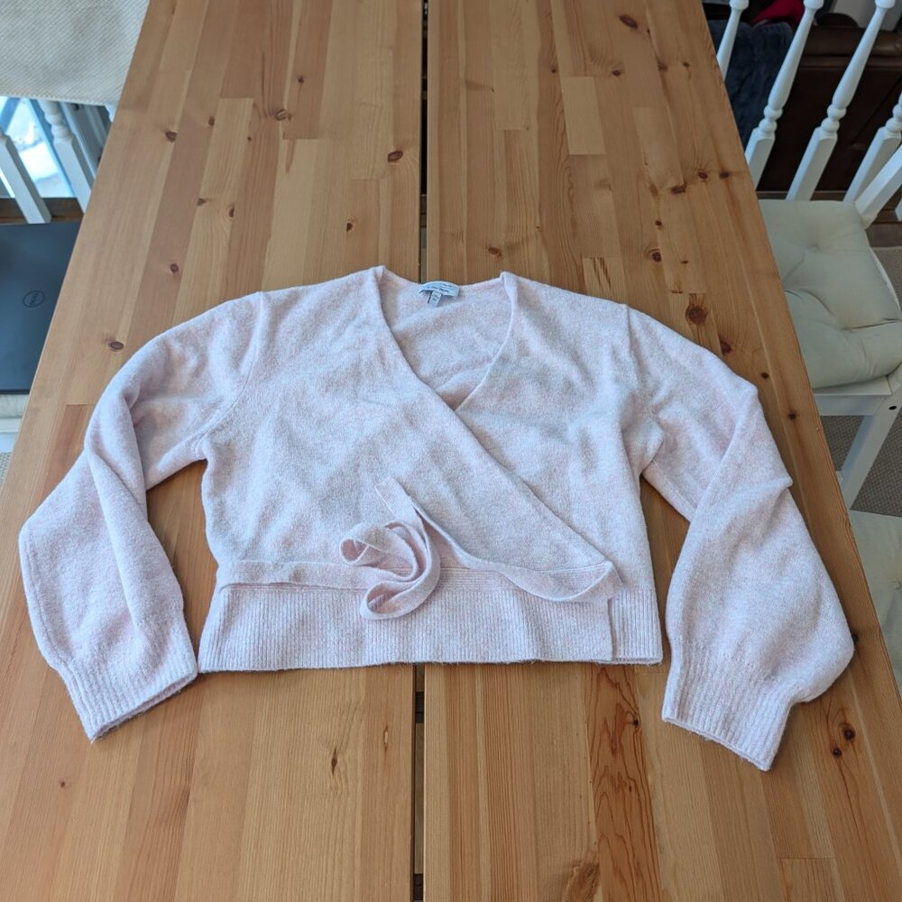 & Other Stories Wool Blend Wrap Sweater Pink L - Picture 3 of 10